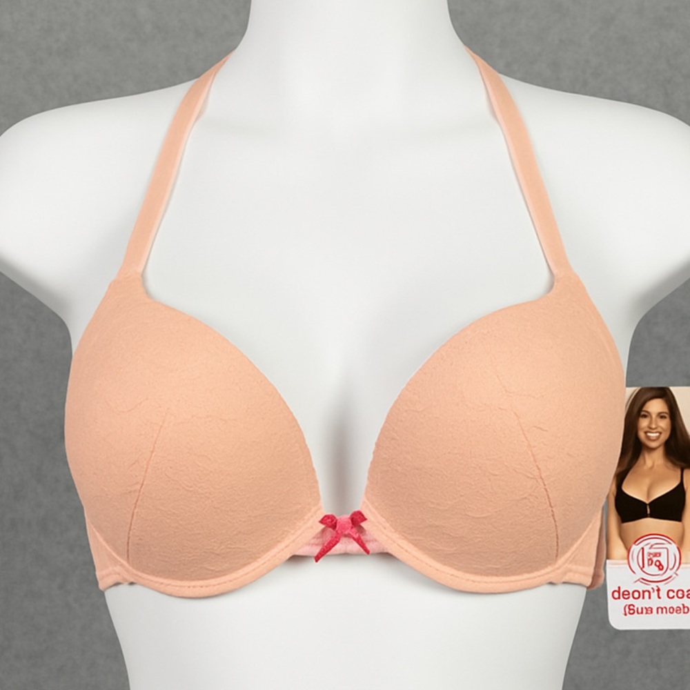 SO Gimme a Boost Push Up Bra‎ 34C Peach Pink Lace Convertible Straps NWT